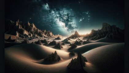 Paysage désertique d'une nuit étoilée
