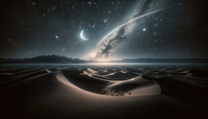 Paysage désertique d'une nuit étoilée