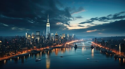 Naklejka premium City skyline at night