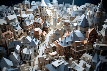 Paperstyle origami cty, paperrstyle city made from origami, origami city