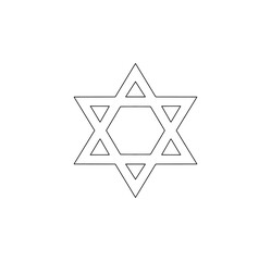 white star of david, jews jewish symbol logo illustration on white background 