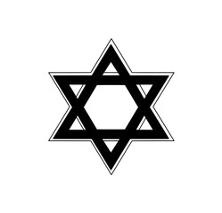 Black star of david, jews jewish symbol logo illustration on white background 