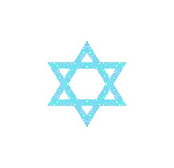 Blue star of david, jews jewish symbol logo illustration on white background 