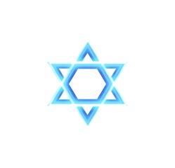 Blue star of david, jews jewish symbol logo illustration on white background 