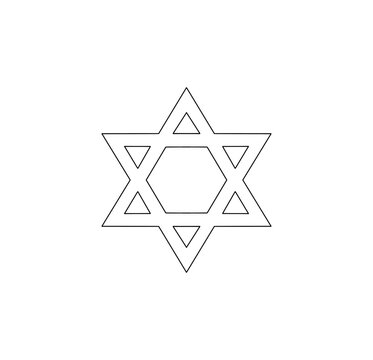 white star of david, jews jewish symbol logo illustration on white background 