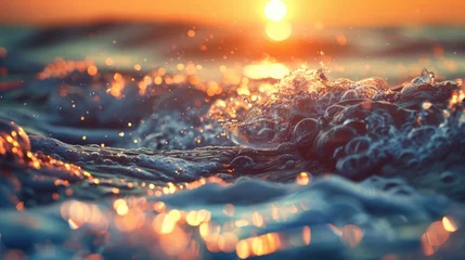  A close up of a wave in the ocean at sunset. Perfect for nature backgrounds © Fotograf
