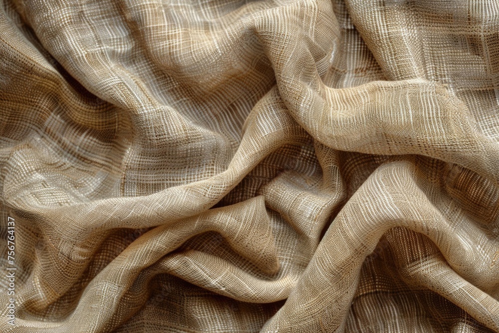 Poster detailed view of a tan fabric texture, perfect for backgrounds or design projects