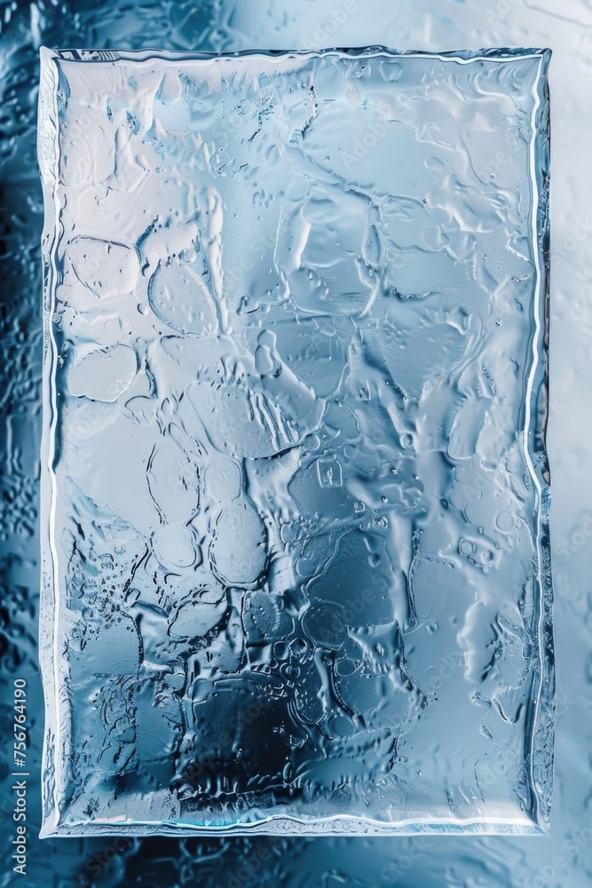 Poster A close up of a piece of ice on a table. Suitable for various concepts