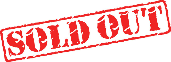SOLD OUT red rubber stamp vector illustration isolated white background