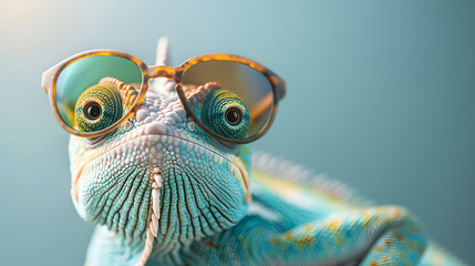 A cool relaxing chameleon - obrazy, fototapety, plakaty