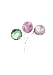 Multi-colored balloons. WatercolMulti-colored balloons. Set of balls. Watercolor illustration