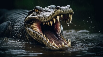 Obraz premium wild crocodile in bank river