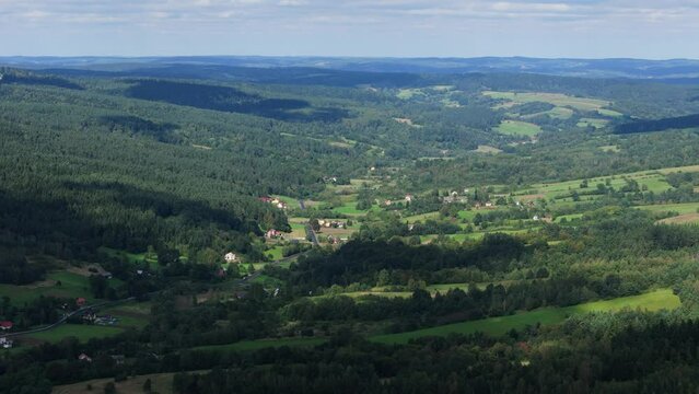 Beautiful Landscape Forest Mountains Bieszczady Bircza Aerial View Poland