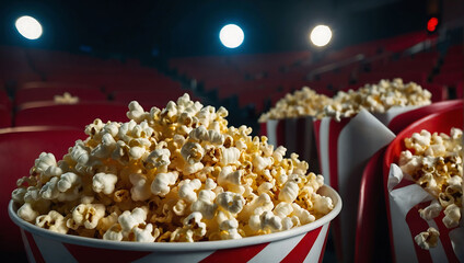 Kinowy seans w kinie z Popcornem - obrazy, fototapety, plakaty