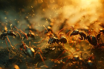 Fototapeta premium an epic battle between two ant colonies 