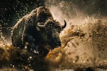 Fotobehang buffalo in the water © StockUp
