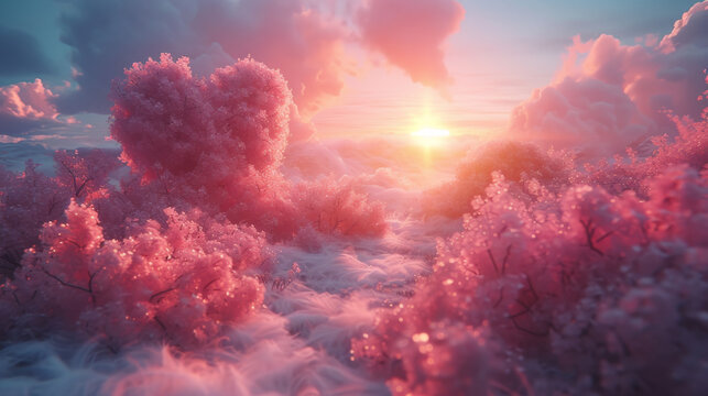 Fototapeta Romantic Pink Heart Background for Valentine's Day 