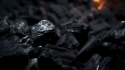 Close-up photo of crushed coal - obrazy, fototapety, plakaty