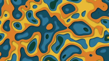 Blue abstract paper cutout curvy shapes vector template design