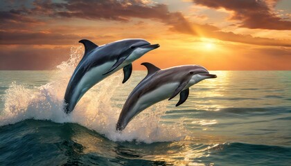 dolphins jumping out of the sea