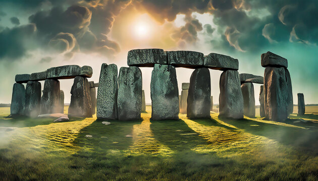 beautiful mythical places &ndash; stone circle Stonehenge during sunset