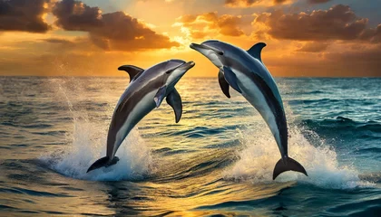  two dolphins jumping © Dan Marsh
