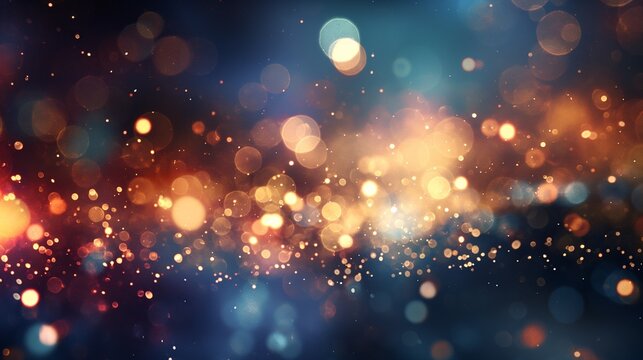 Background with blurred bokeh lights and glitter.