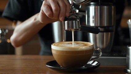 espresso machine pouring coffee, ai generated