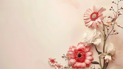 the flowers on a light background with ample empty space around them, allowing the blooms to stand out while leaving room for text or other graphic elements