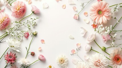 the flowers on a light background with ample empty space around them, allowing the blooms to stand out while leaving room for text or other graphic elements