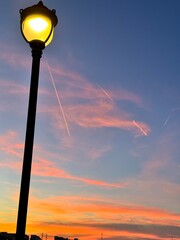 street lamp at sunset