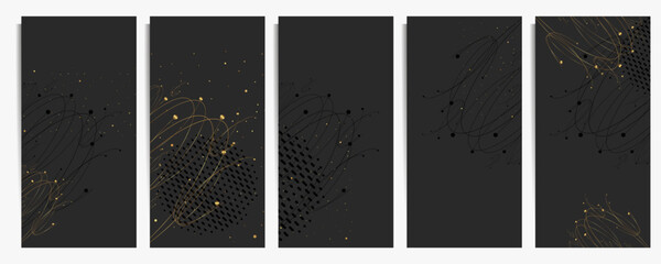 Black and gold design dark background abstract shiny color golden luxury lines template premium