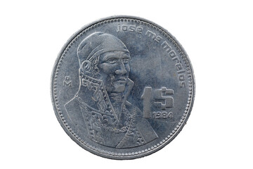 Moneda de 1 peso Mexicana 1984 José Maria Morelos 