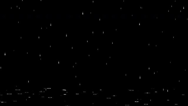 Rainfall with ripple in side view, 4K, 25fps