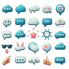 Empty speech bubble set isolated on a white background