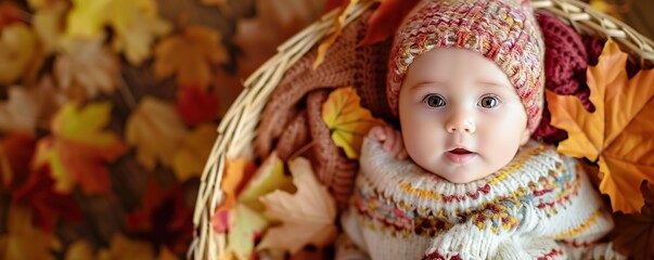 cute baby in basket