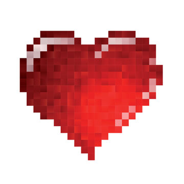 Red heart from vector pixel