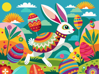 Fototapeta na wymiar 60's Easter Bunny: Vector Poster 