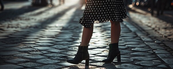 model with black shoes and black dress - Powered by Adobe
