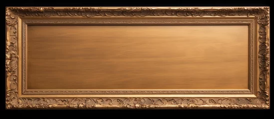 Foto op Plexiglas Antique Golden Brown Classic Vintage Wooden Rectangle mockup canvas frame isolated on white background. Blank diverse subject moulding baguette. Design element. Use for paint, mirror © Vusal