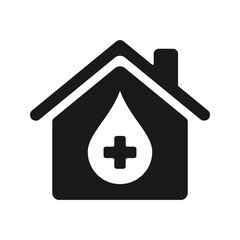 House icon with cross drop. Medical logo, illustration