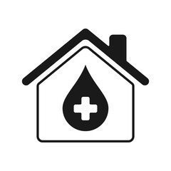 House icon with cross drop. Medical logo, illustration
