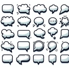 Empty speech bubble set isolated on a white background