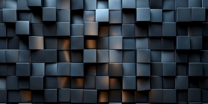 A black and white image of a wall made of squares - stock background.