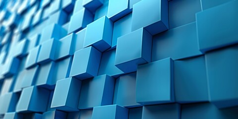 A blue wall made of blue cubes - stock background.