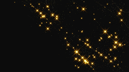 Fototapeta premium Gold glittering confetti wave and stardust