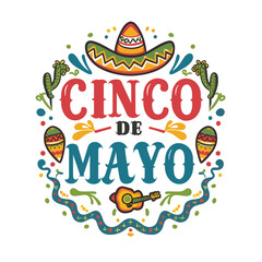 Fototapeta premium Cinco de mayo background with mexican elements vector
