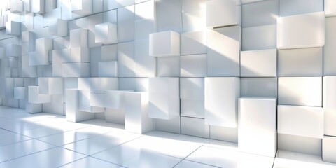 Obraz premium A white wall with white cubes on it - stock background.