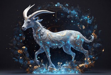 Obraz na płótnie Canvas astrology Capricorn zodiac sign Realistic 3D illustration ram or mouflon head Zodiac characteristic