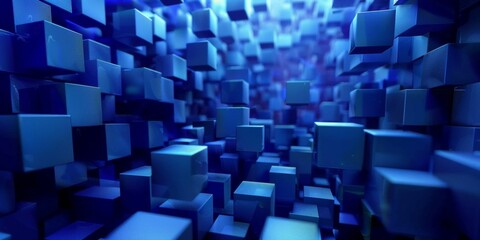 A blue room full of cubes - stock background.